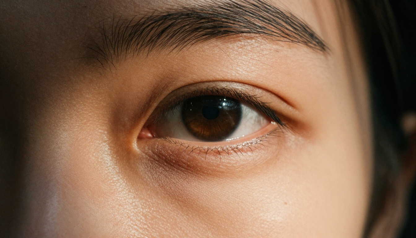 Close-up macro portrait showing extraordinary skin detail and cinematic lighting Close-up macro portrait showing extraordinary skin detail and cinematic lighting
