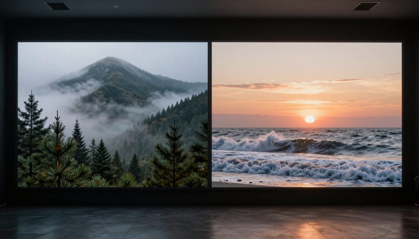 Side-by-side AI video comparison showing two different landscape outputs Side-by-side AI video comparison showing two different landscape outputs