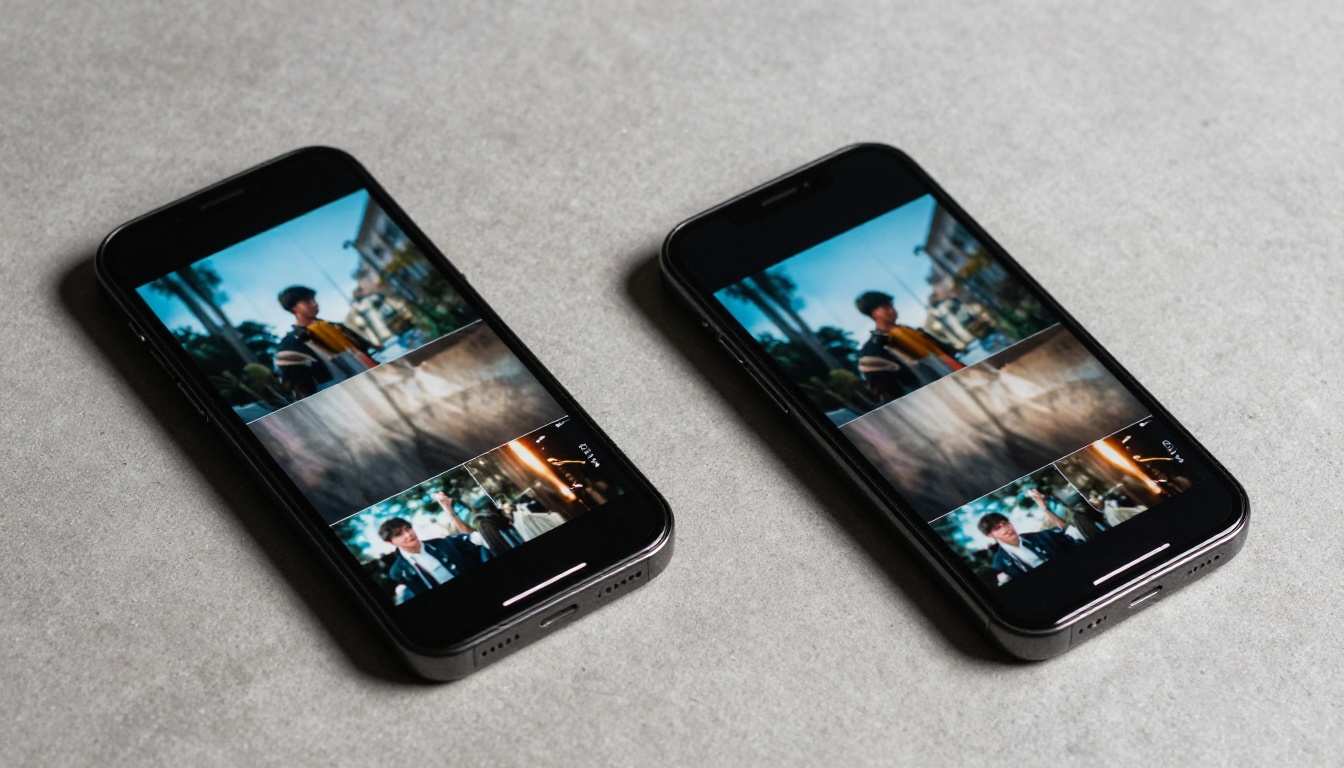 Two smartphone screens comparing AI video output quality Two smartphone screens comparing AI video output quality