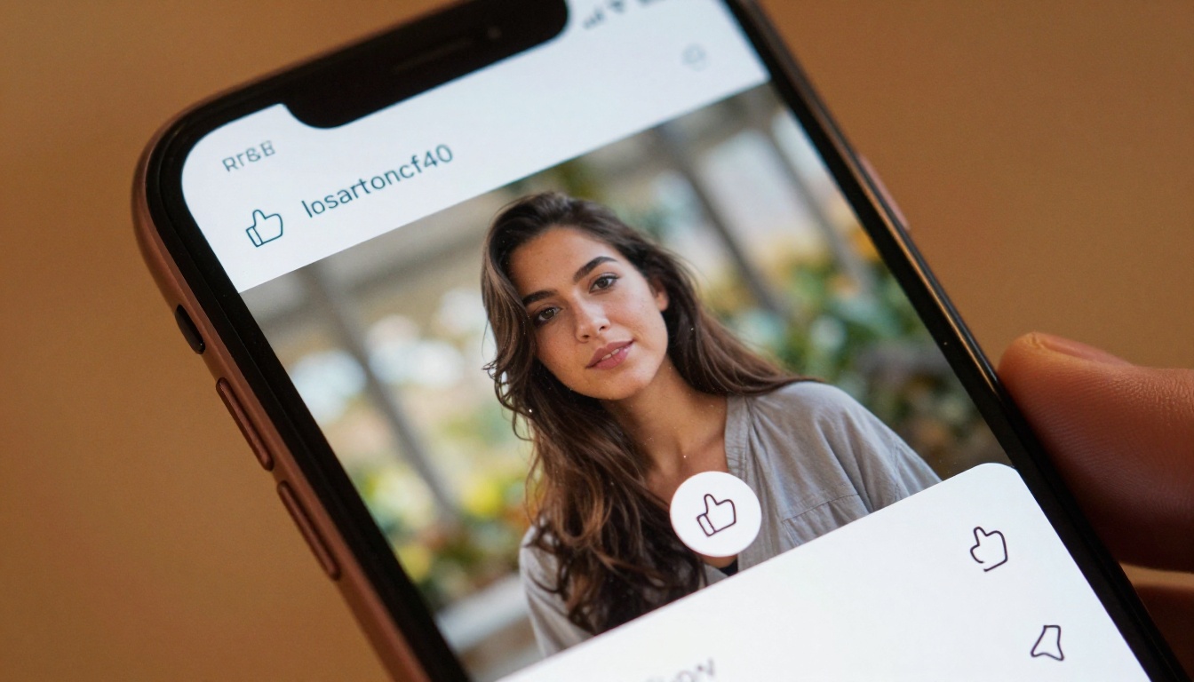 Close-up of a smartphone screen displaying a social media short-form video interface with UI elements and like counts