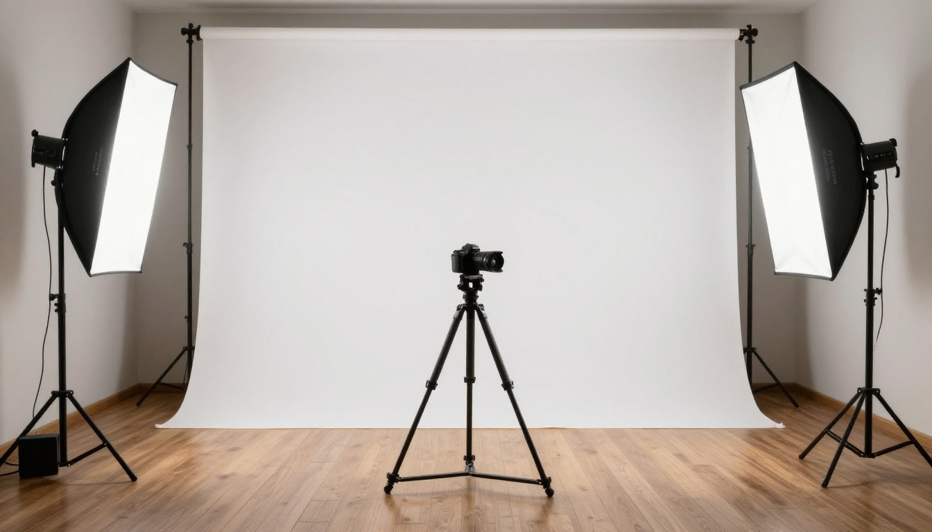 Professional photography studio setup showing creative workspace for AI generation Professional photography studio setup showing creative workspace for AI generation