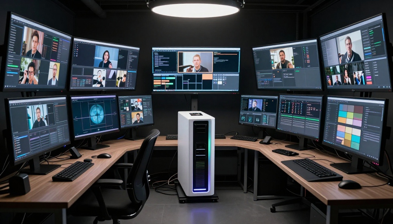 Video production multi-monitor setup Video production multi-monitor setup