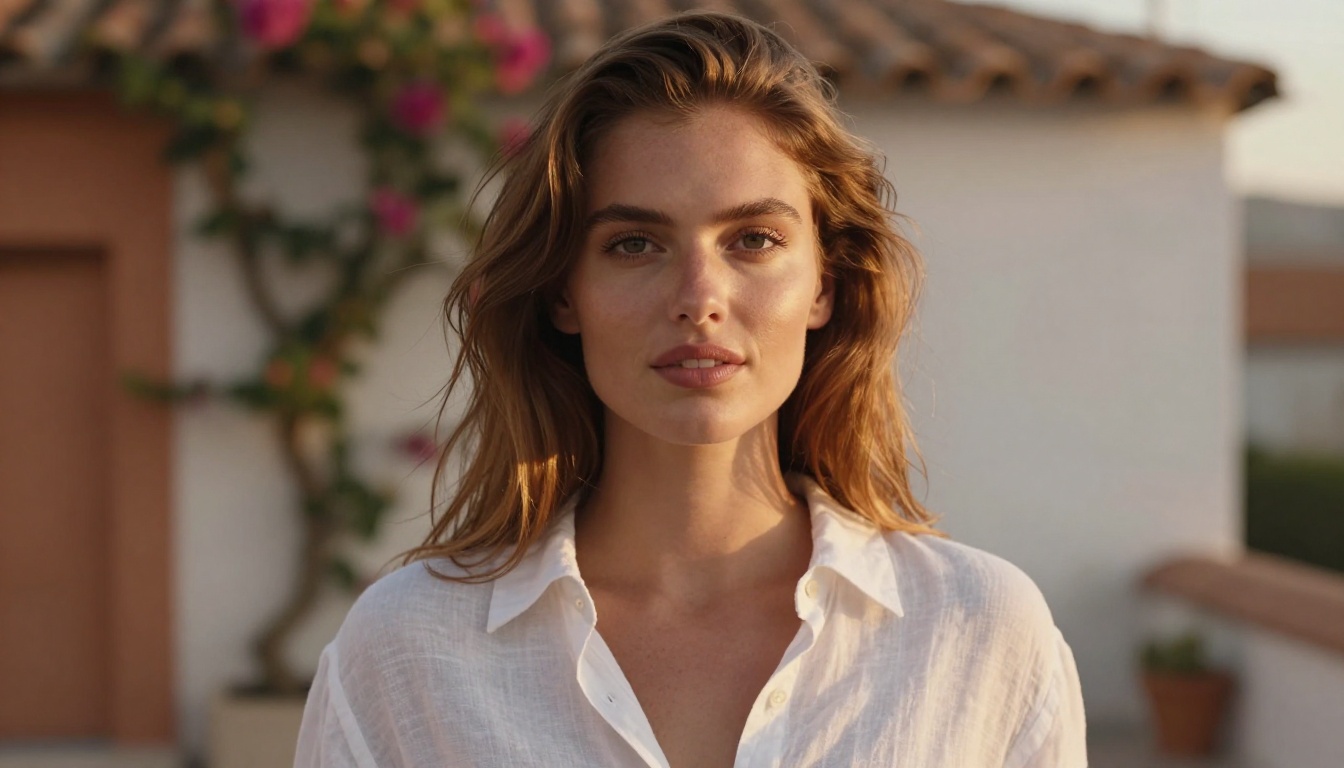 Elegant portrait in natural Mediterranean afternoon light Elegant portrait in natural Mediterranean afternoon light