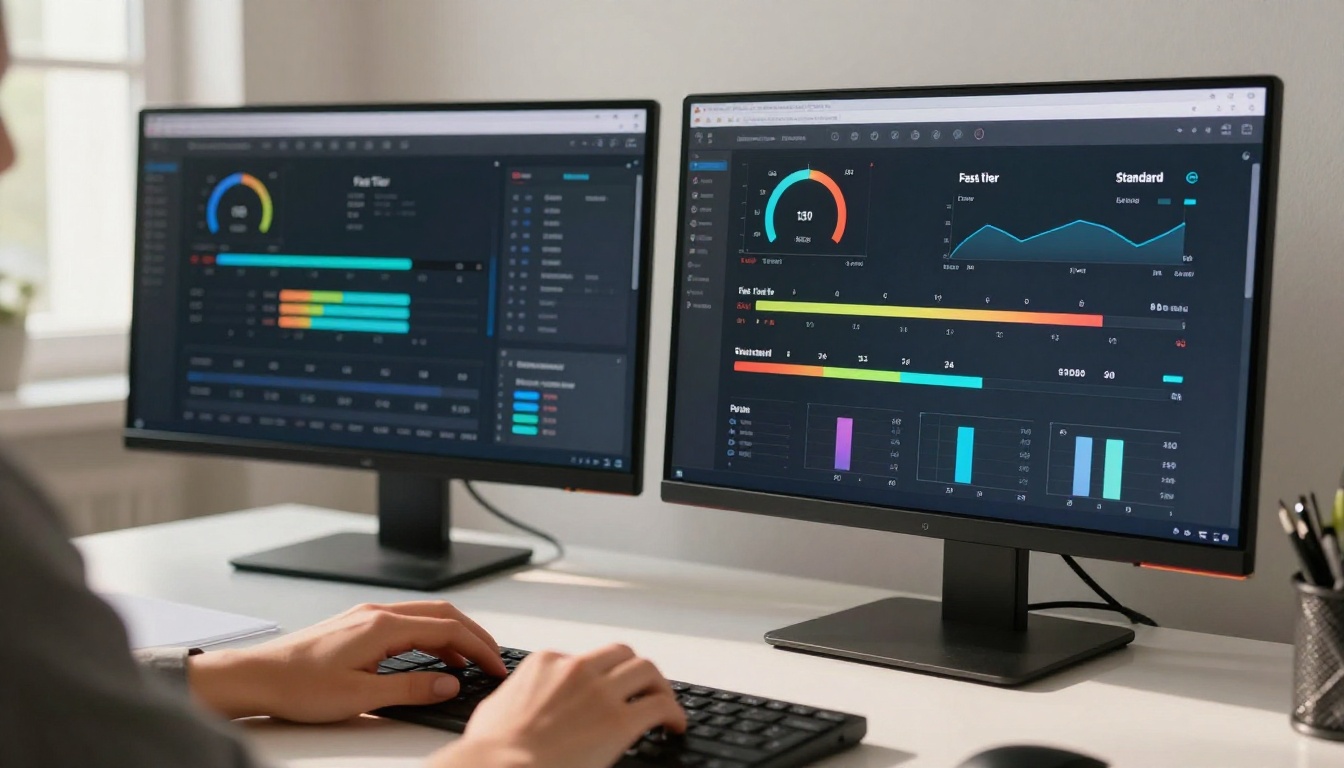 AI speed comparison interface showing Fast Tier vs Standard dashboard