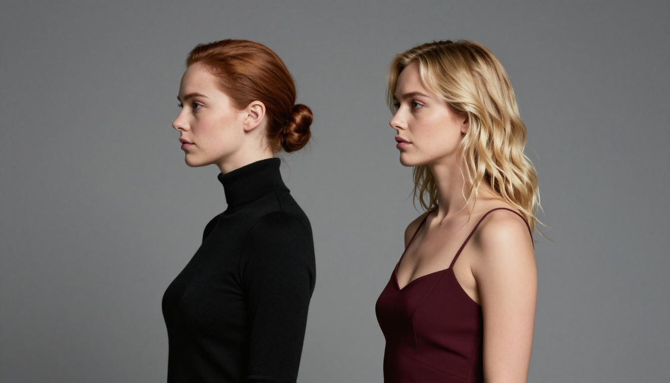 Two women side by side representing different AI platform output styles