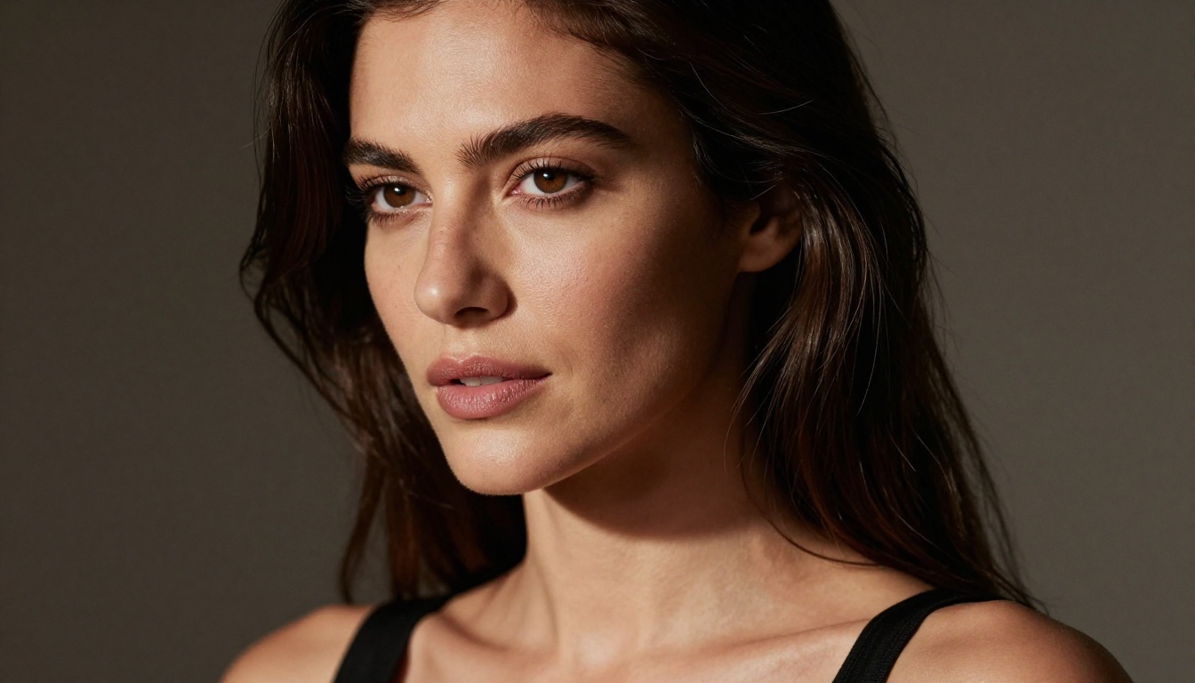 Dramatic close-up portrait with cinematic side lighting Dramatic close-up portrait with cinematic side lighting