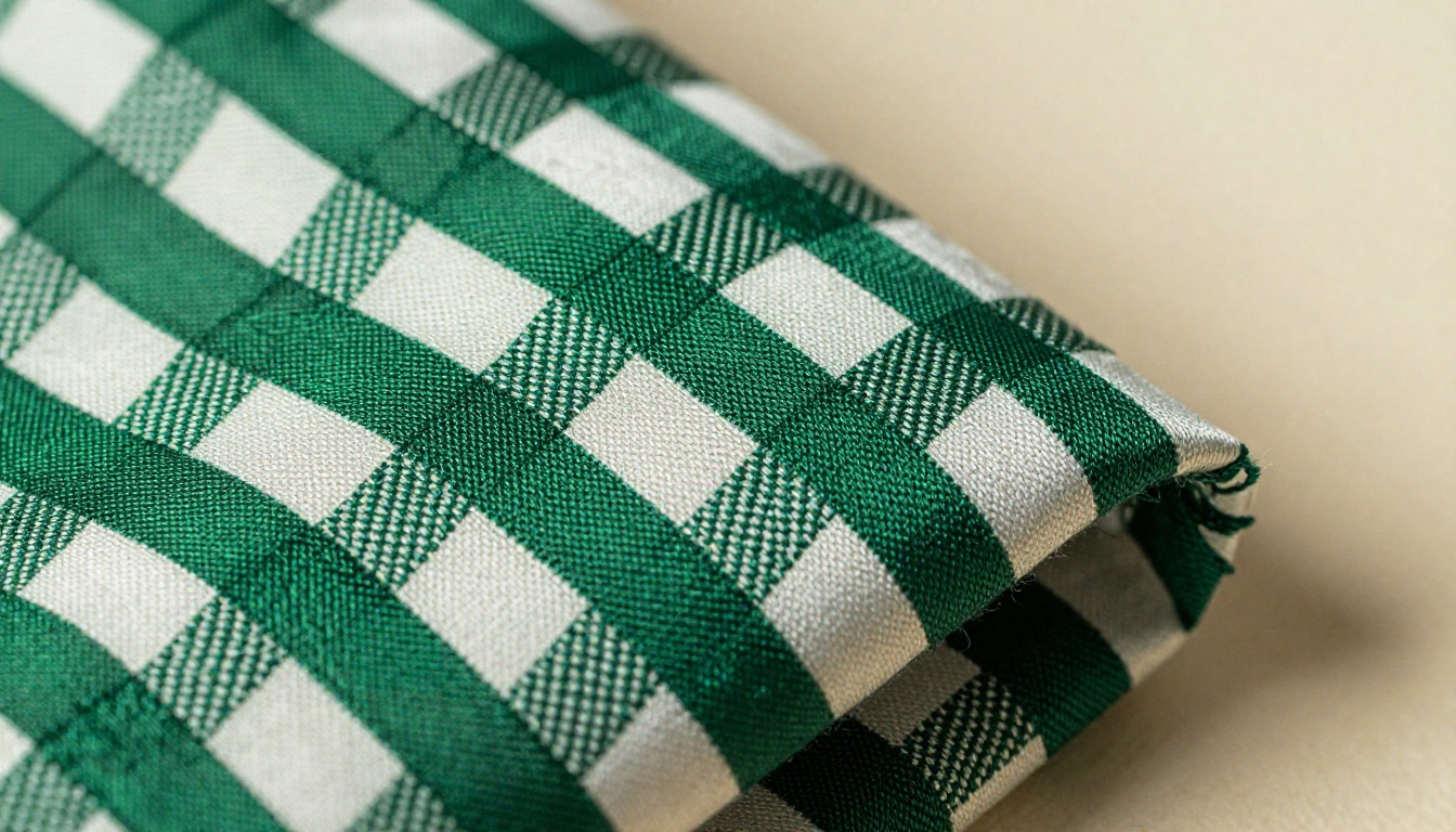 Extreme macro close-up of intricately woven silk fabric in emerald green and ivory Extreme macro close-up of intricately woven silk fabric in emerald green and ivory