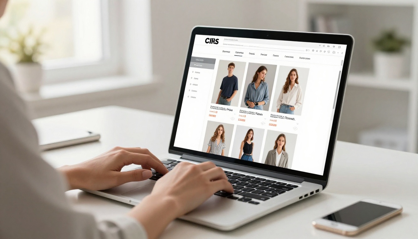 E-commerce interface showing AI-generated product listings on a laptop screen