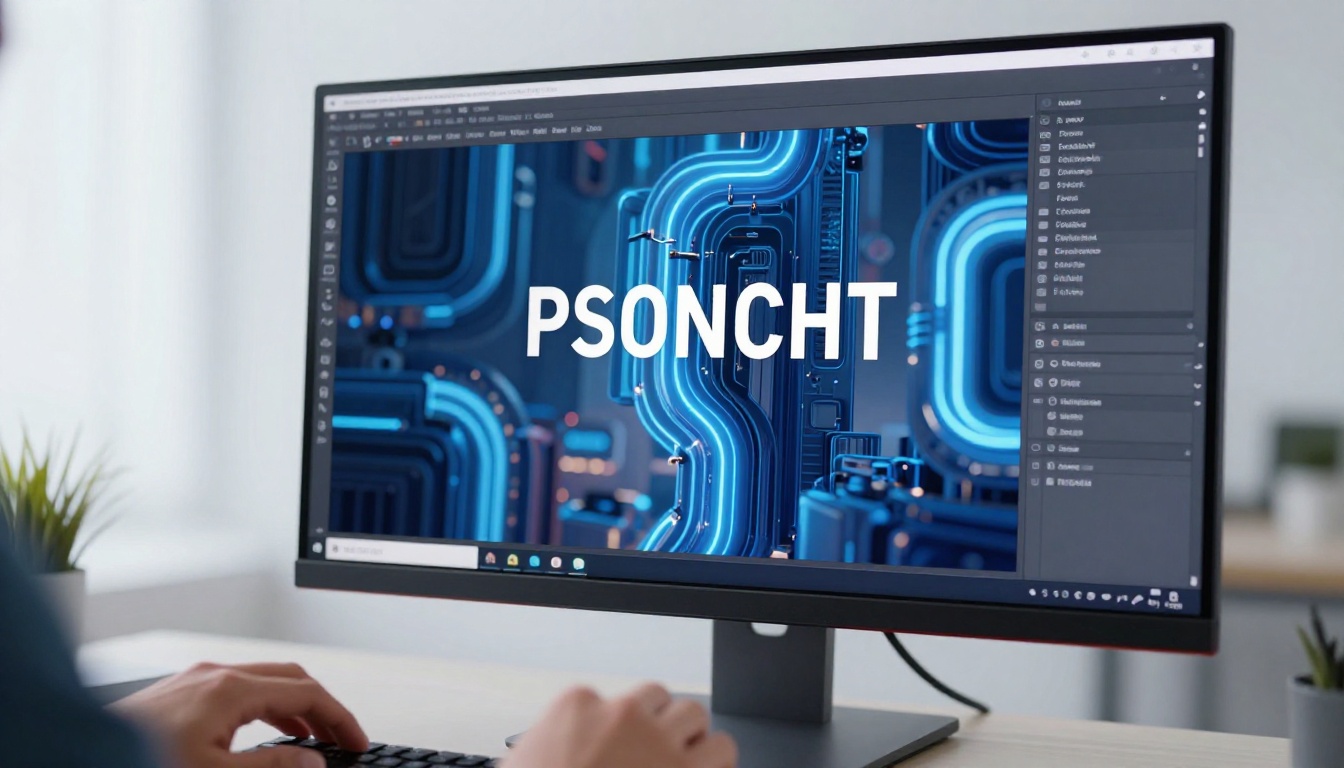 Close-up macro shot of a designer's ultrawide monitor displaying razor-sharp AI-generated image with crisp readable typography embedded naturally within a photorealistic scene Close-up macro shot of a designer's ultrawide monitor displaying razor-sharp AI-generated image with crisp readable typography embedded naturally within a photorealistic scene