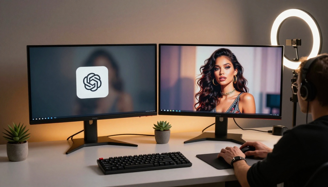 Dual monitor comparison showing blocked vs. allowed AI generated content