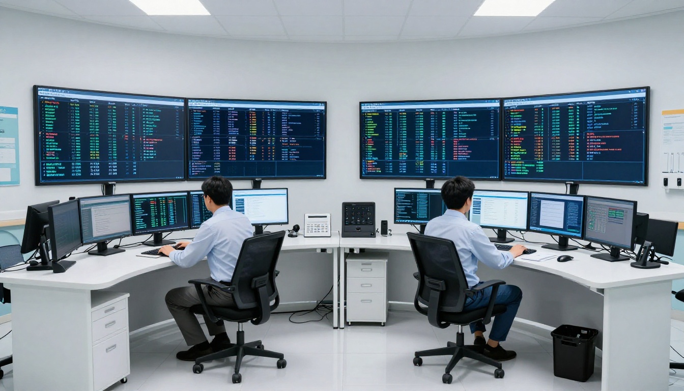 Medical data analysts reviewing structured patient record dashboards
