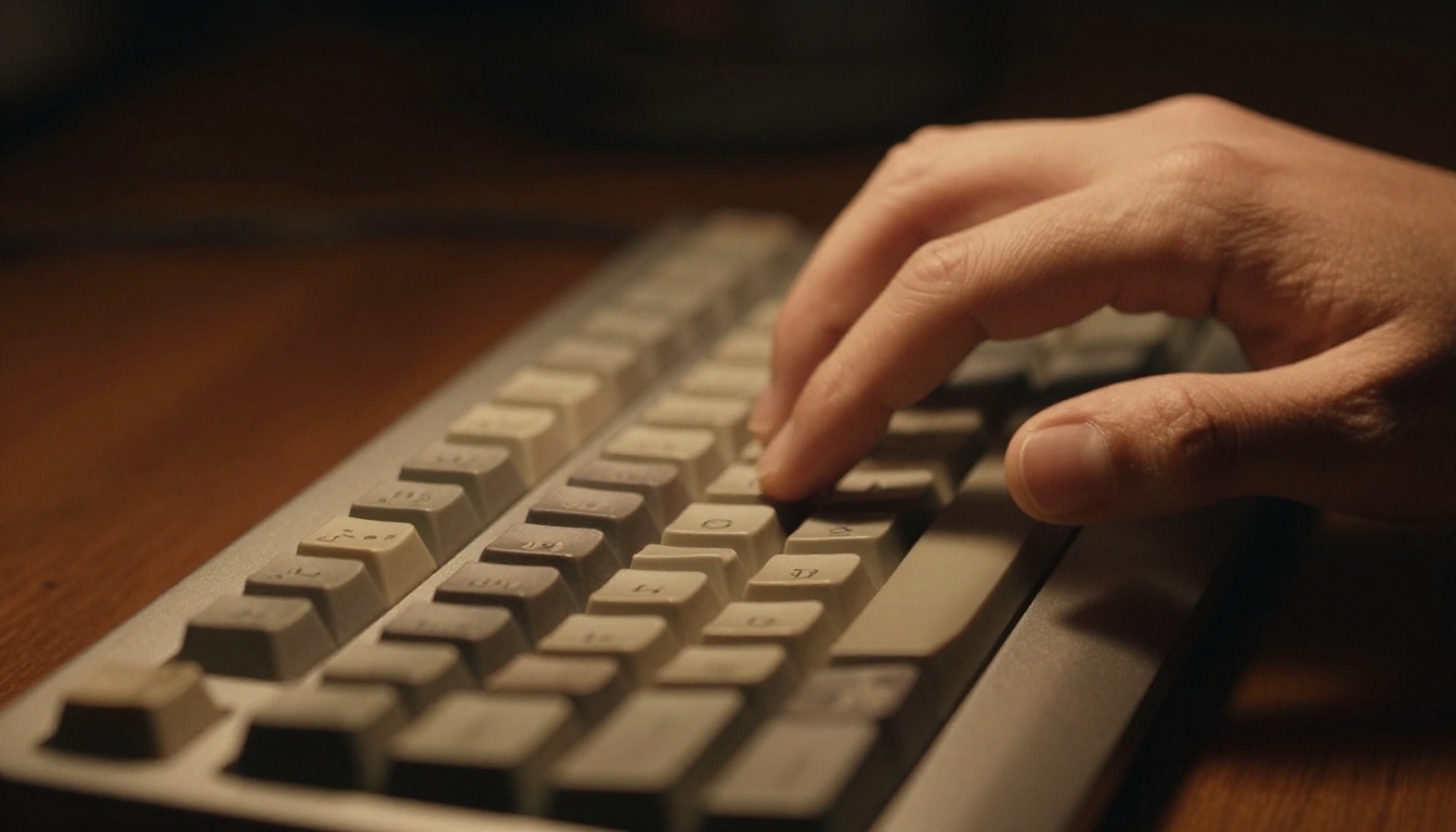 Writer's hands on mechanical keyboard lit by warm amber desk lamp Writer's hands on mechanical keyboard lit by warm amber desk lamp