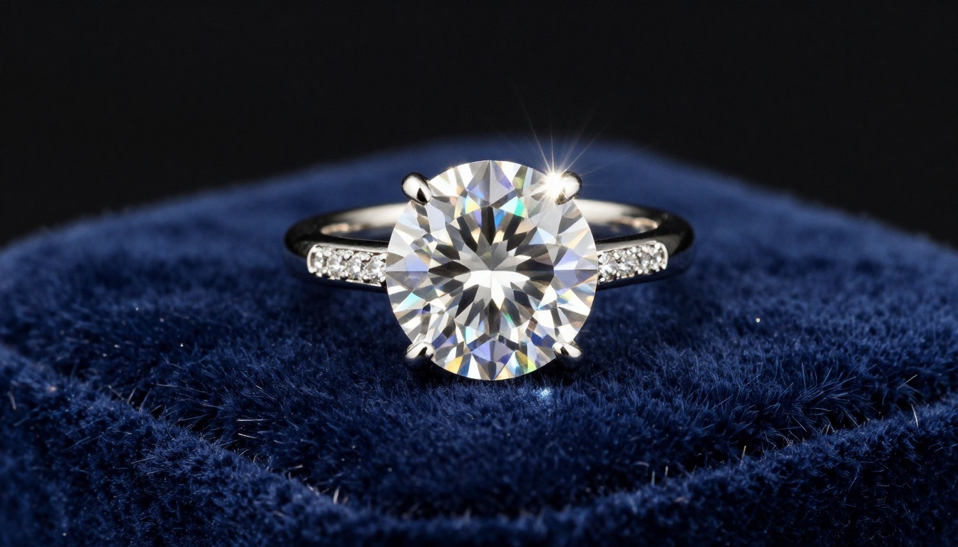 Diamond engagement ring on navy velvet professional jewelry photography Diamond engagement ring on navy velvet professional jewelry photography