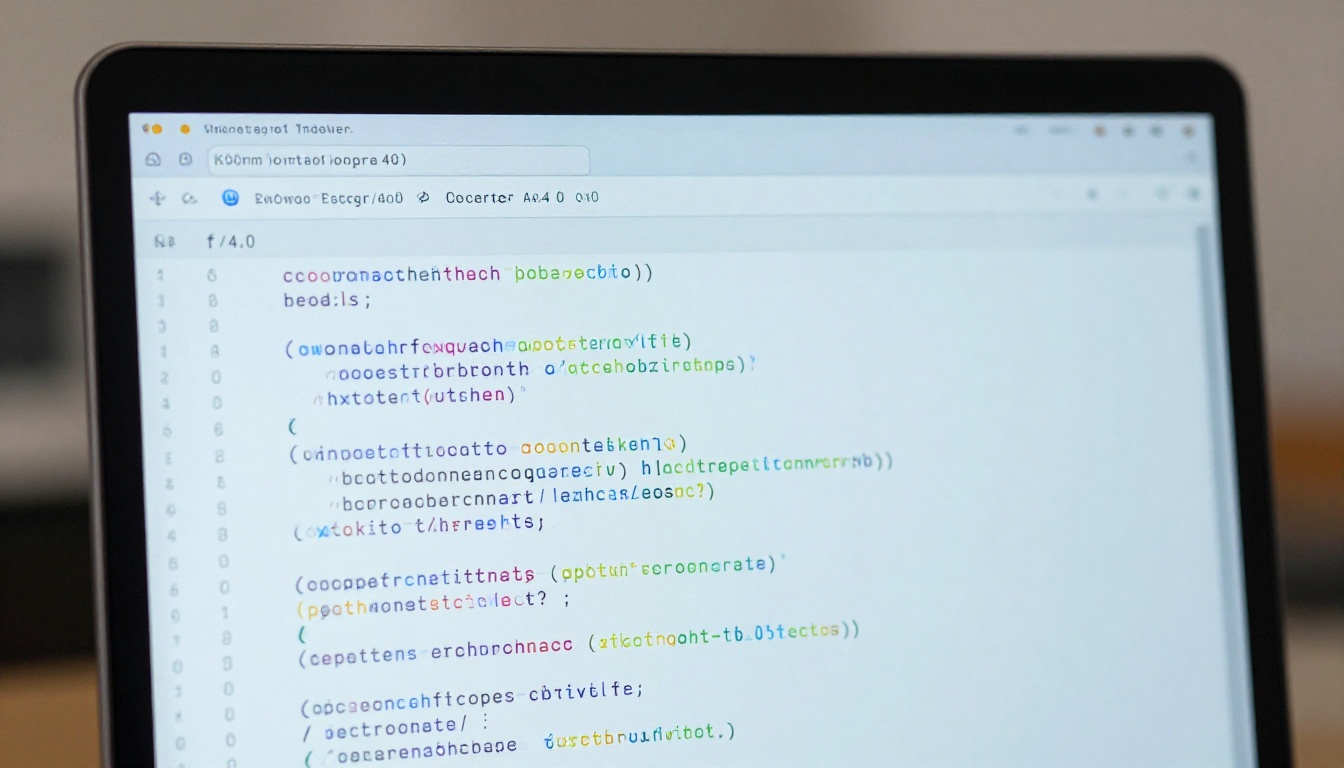Close-up of monitor screen displaying structured TypeScript code refactoring suggestion from AI Close-up of monitor screen displaying structured TypeScript code refactoring suggestion from AI
