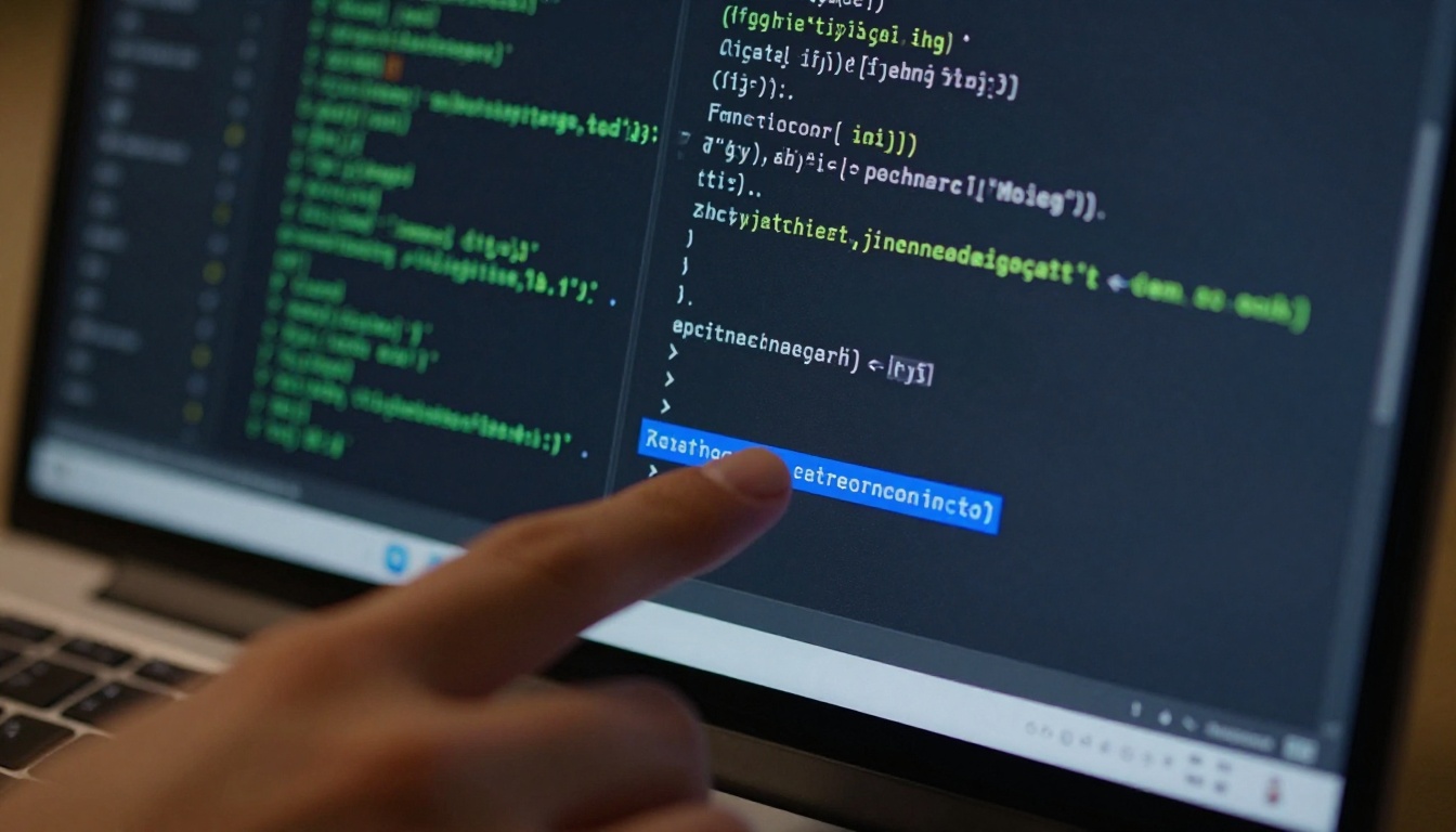 Close-up of AI-generated code suggestions on laptop screen
