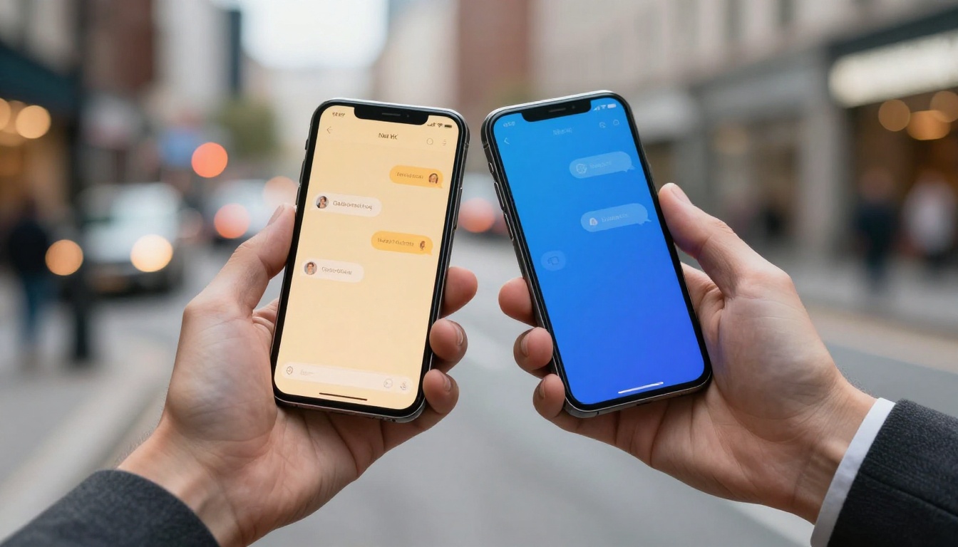 Two smartphones showing different AI chat interfaces for comparison