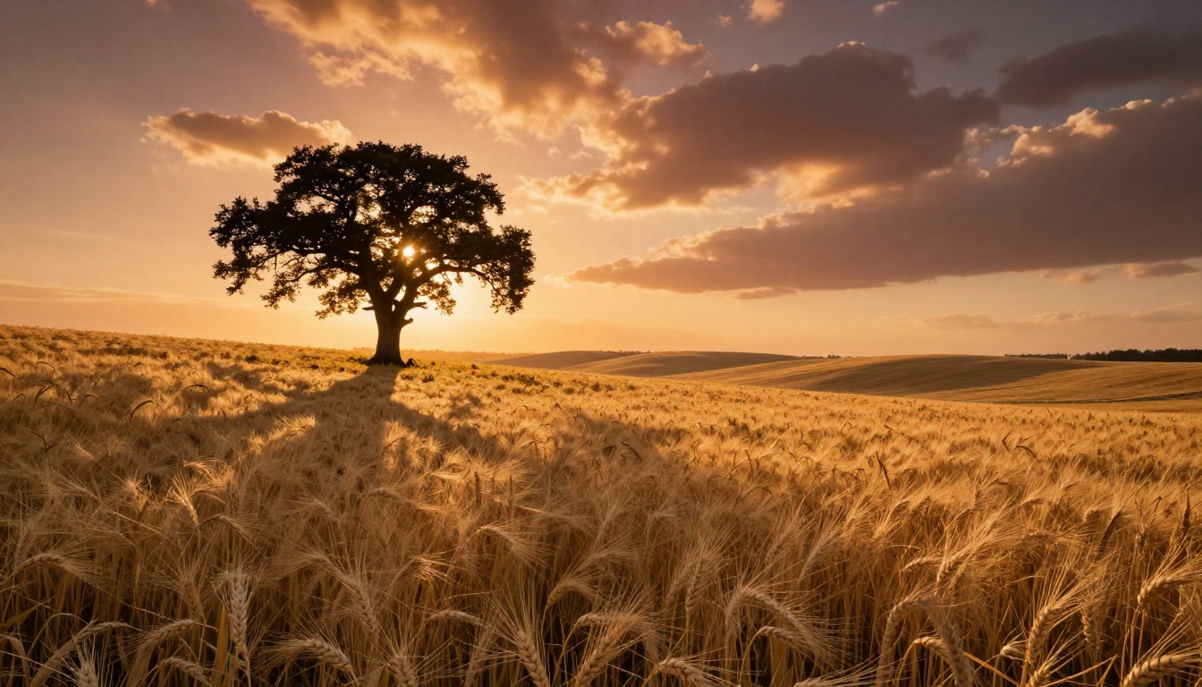 Photorealistic golden wheat field landscape showing the quality of AI-generated images on PicassoIA