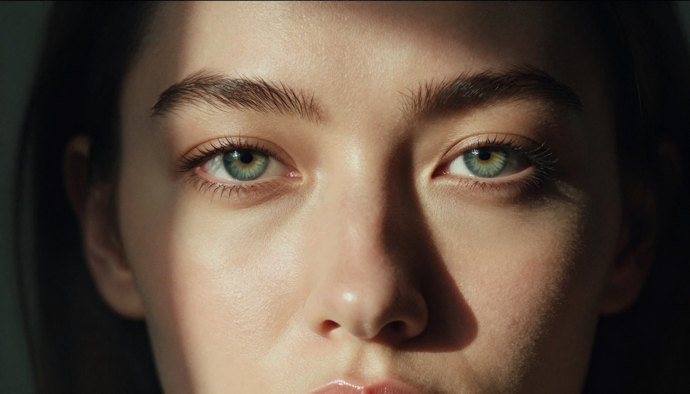 Close-up portrait with dramatic Rembrandt studio lighting