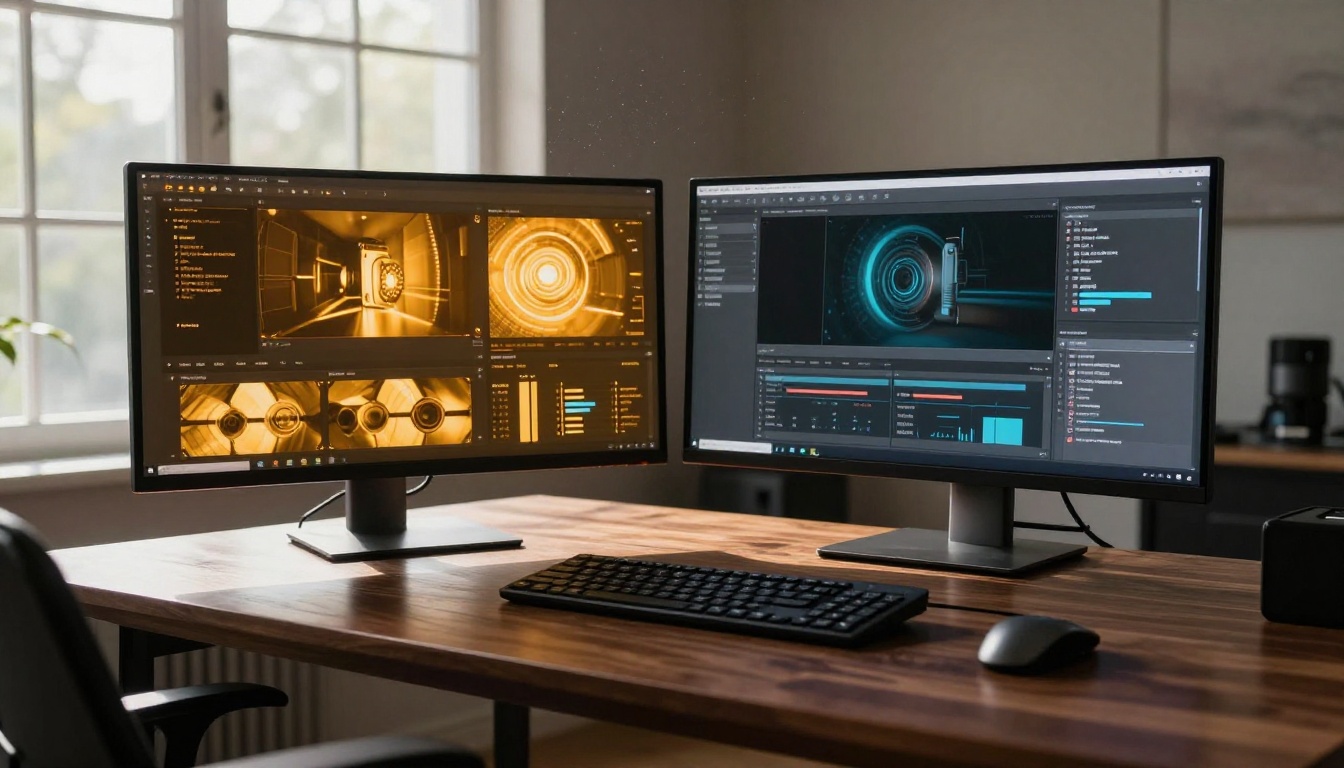 Two AI platform monitors side by side comparison
