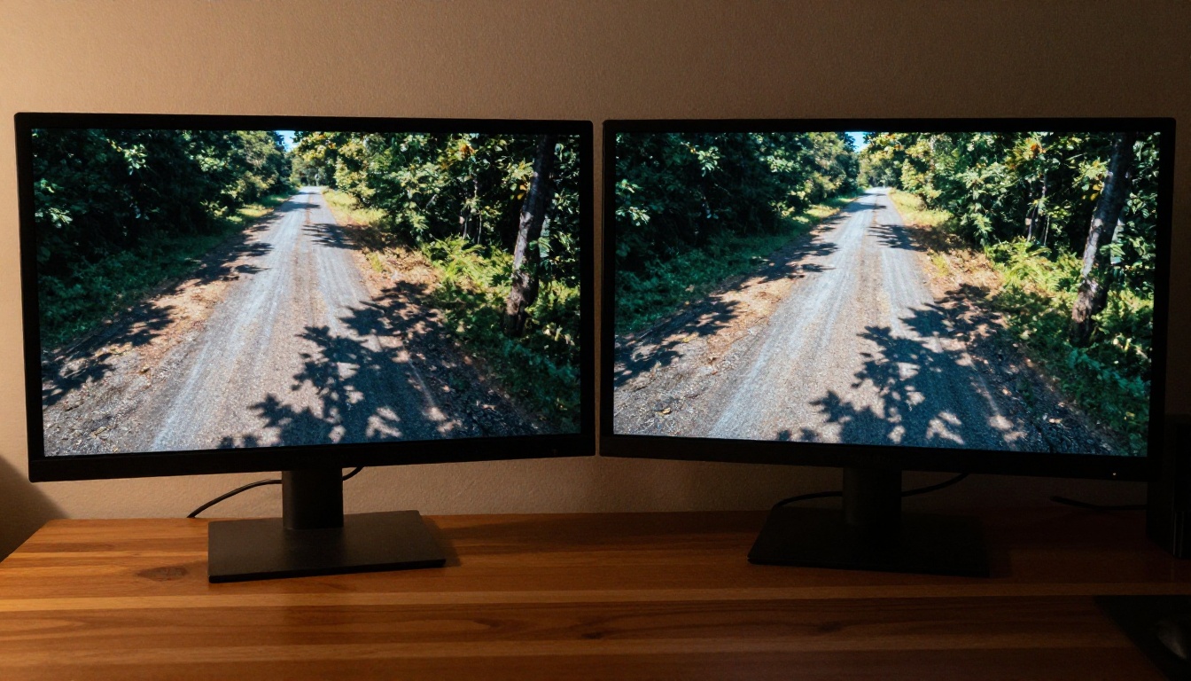 Filtered vs unfiltered video comparison on dual monitors Filtered vs unfiltered video comparison on dual monitors