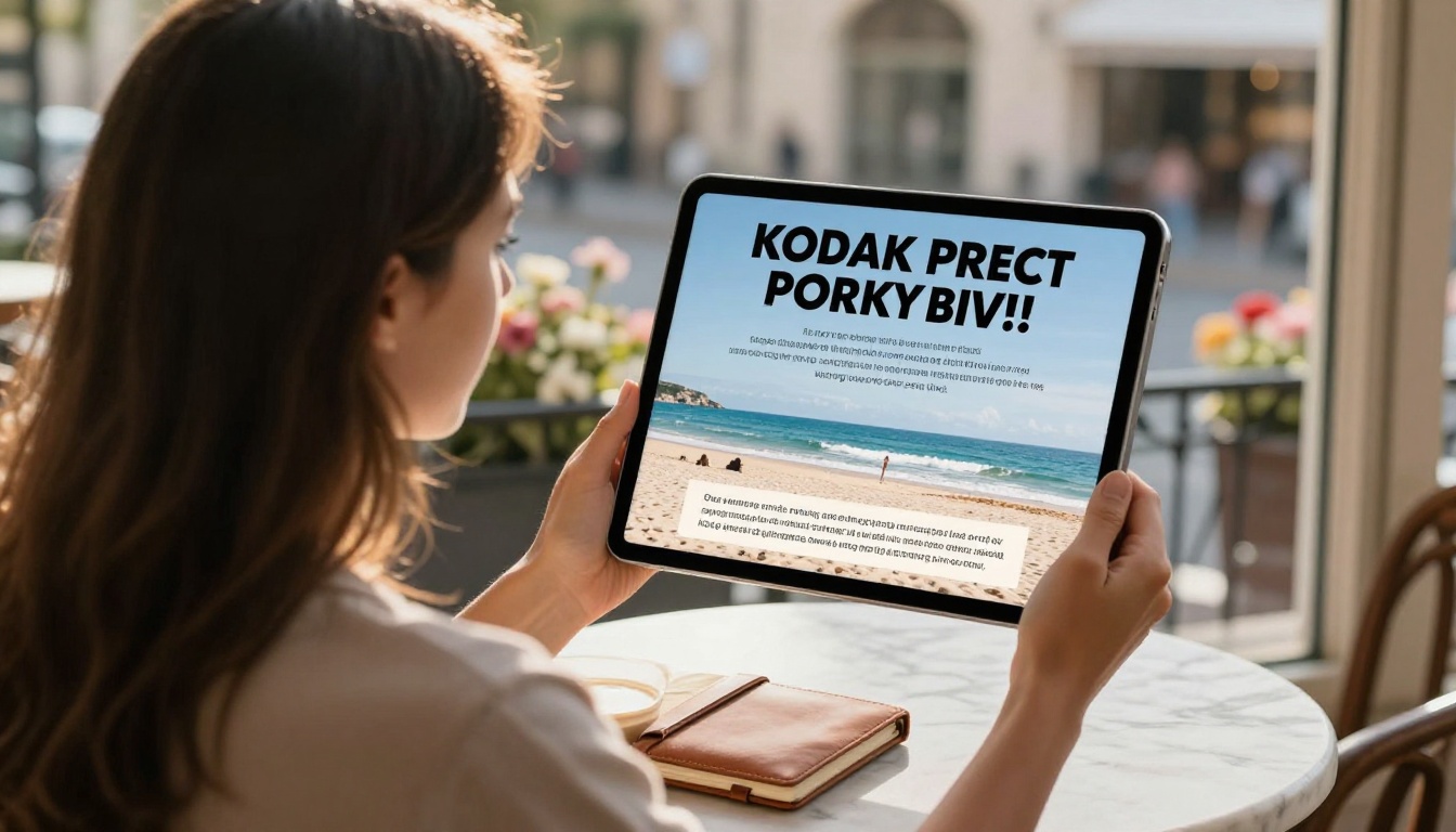 Creative director reviewing text-overlaid social media graphics on tablet Creative director reviewing text-overlaid social media graphics on tablet