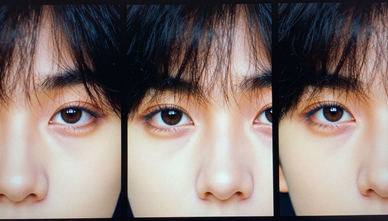 Close-up zoom comparison panels at 400 percent magnification on editing monitor Close-up zoom comparison panels at 400 percent magnification on editing monitor