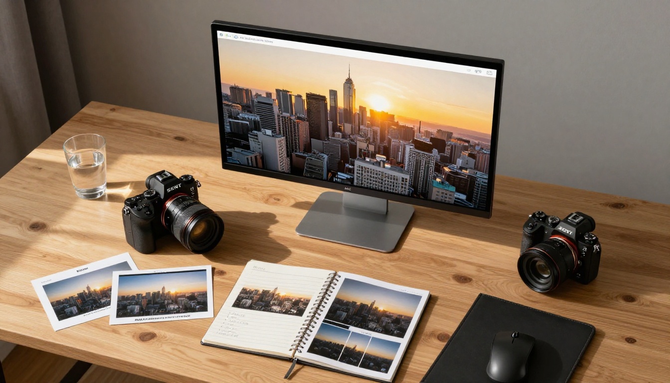 Professional workspace showing 4K image processing on dual monitors