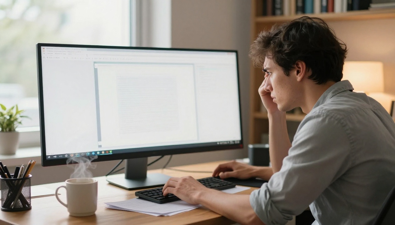 Person frustrated with AI image results at their desk