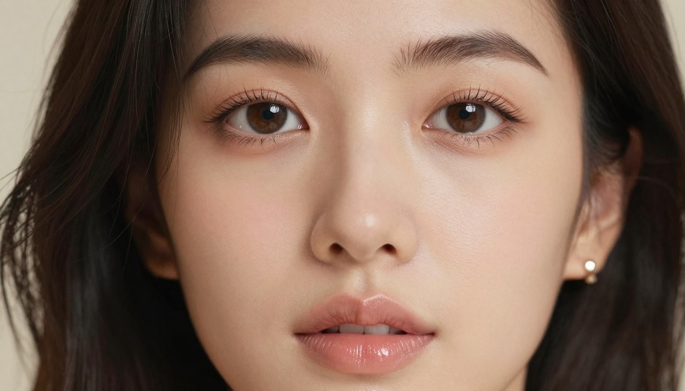 Close-up portrait of woman with natural studio lighting and soft bokeh