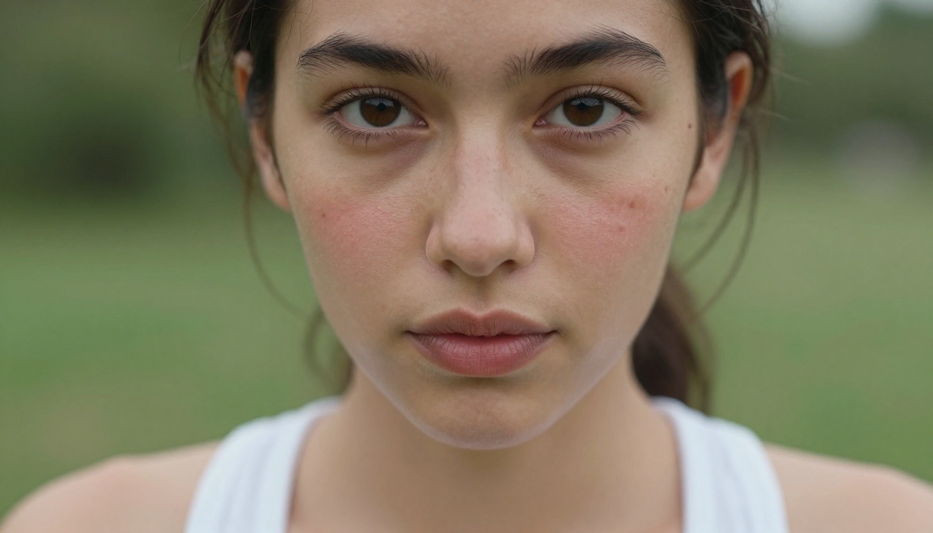 Close-up macro portrait of woman with brown eyes, natural skin texture, soft green garden bokeh Close-up macro portrait of woman with brown eyes, natural skin texture, soft green garden bokeh
