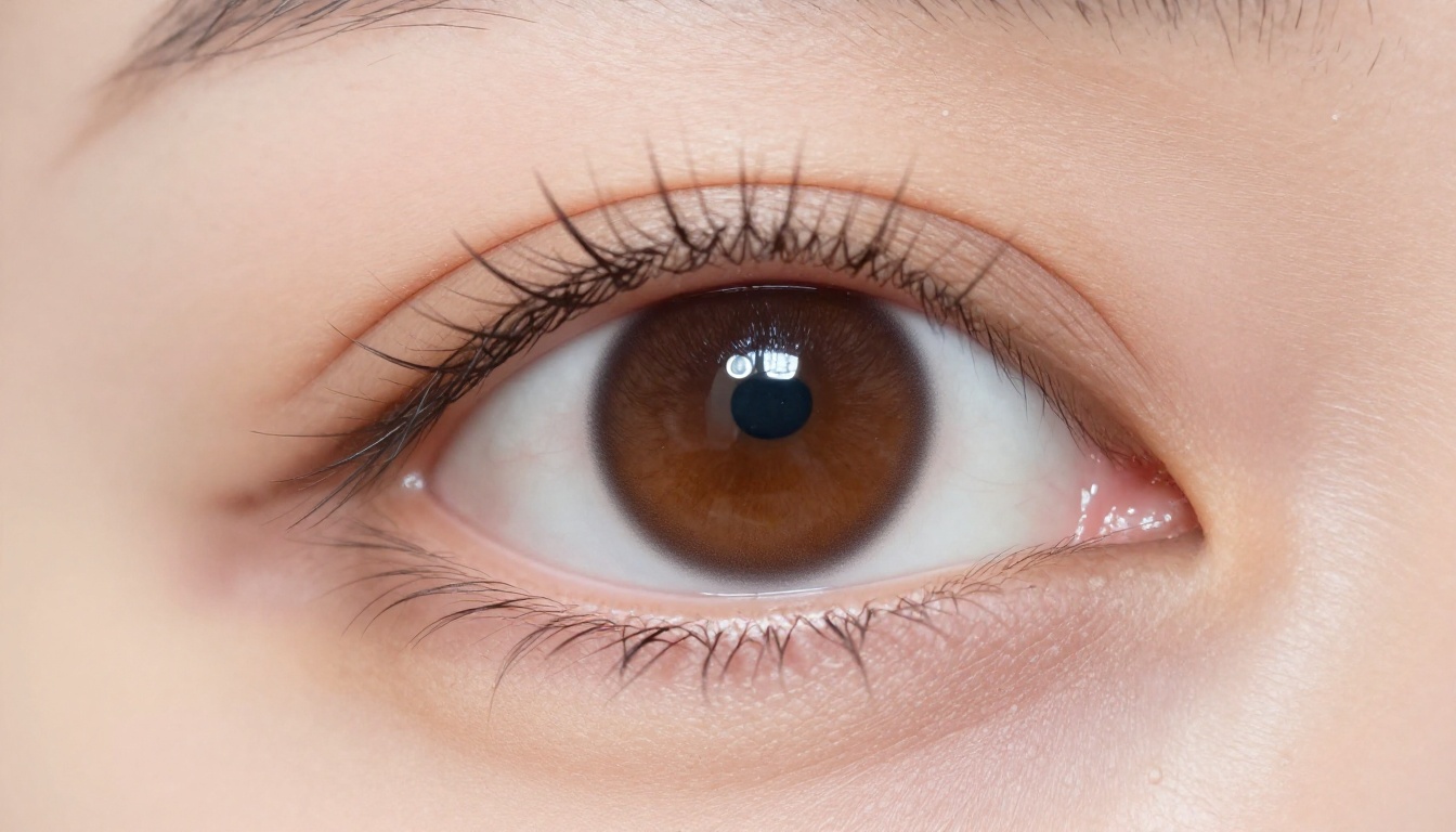 Extreme close-up macro photograph of a woman's eye revealing individual iris fibres and skin pores