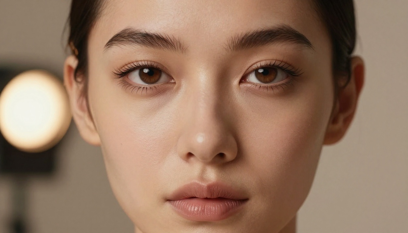 Close-up beauty portrait with dramatic Rembrandt lighting, hyperrealistic skin detail