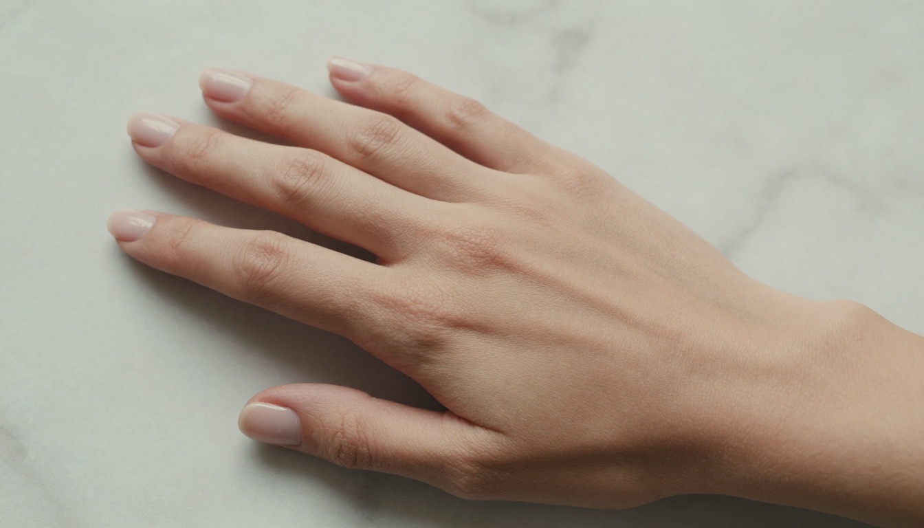 Extreme close-up of anatomically correct hand on marble surface, perfect finger and knuckle detail Extreme close-up of anatomically correct hand on marble surface, perfect finger and knuckle detail