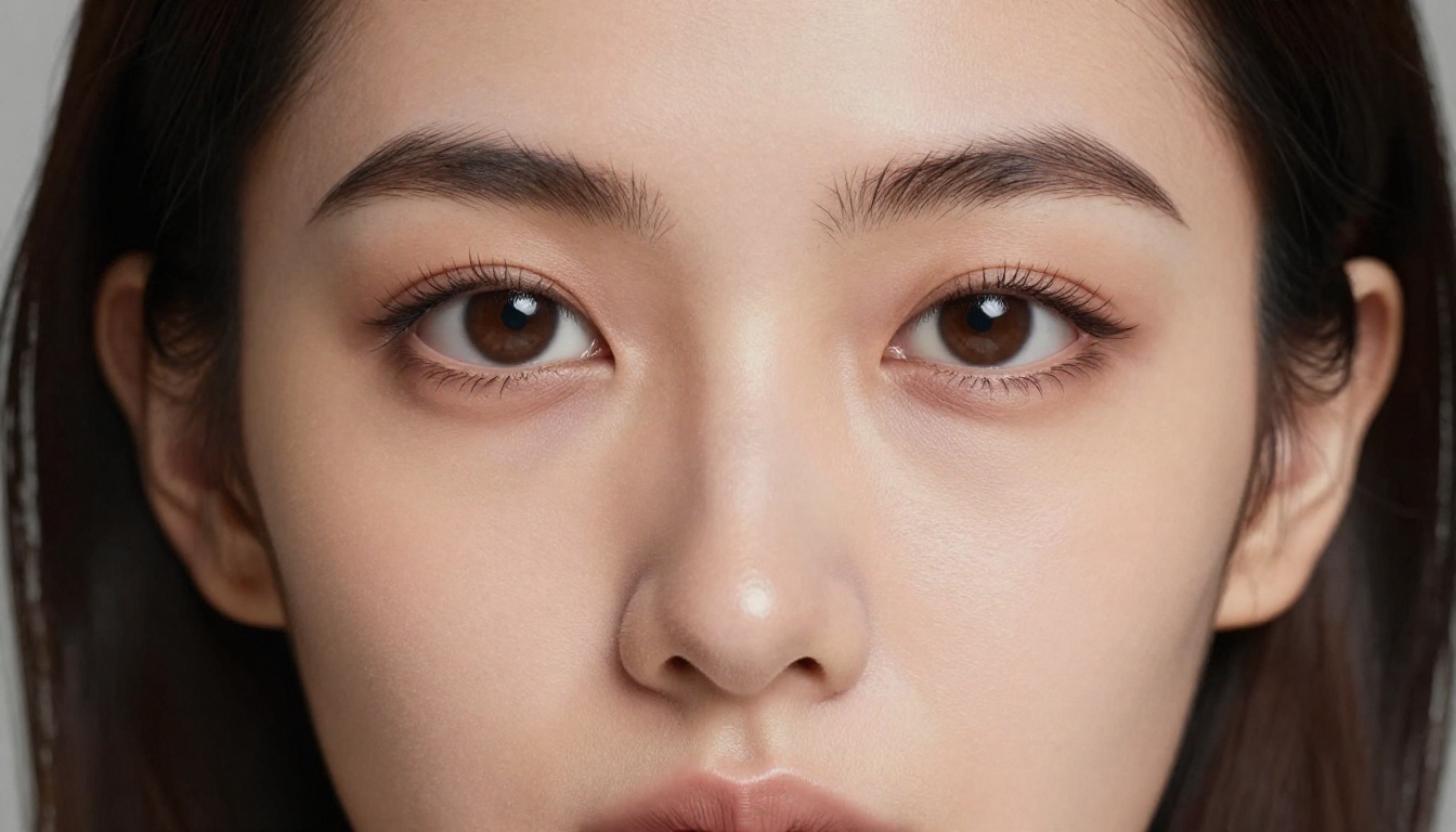 Close-up high-fashion beauty portrait with smoky eyes and visible natural skin texture
