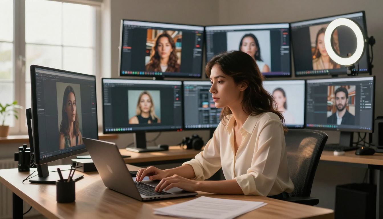 Creator working at AI studio setup