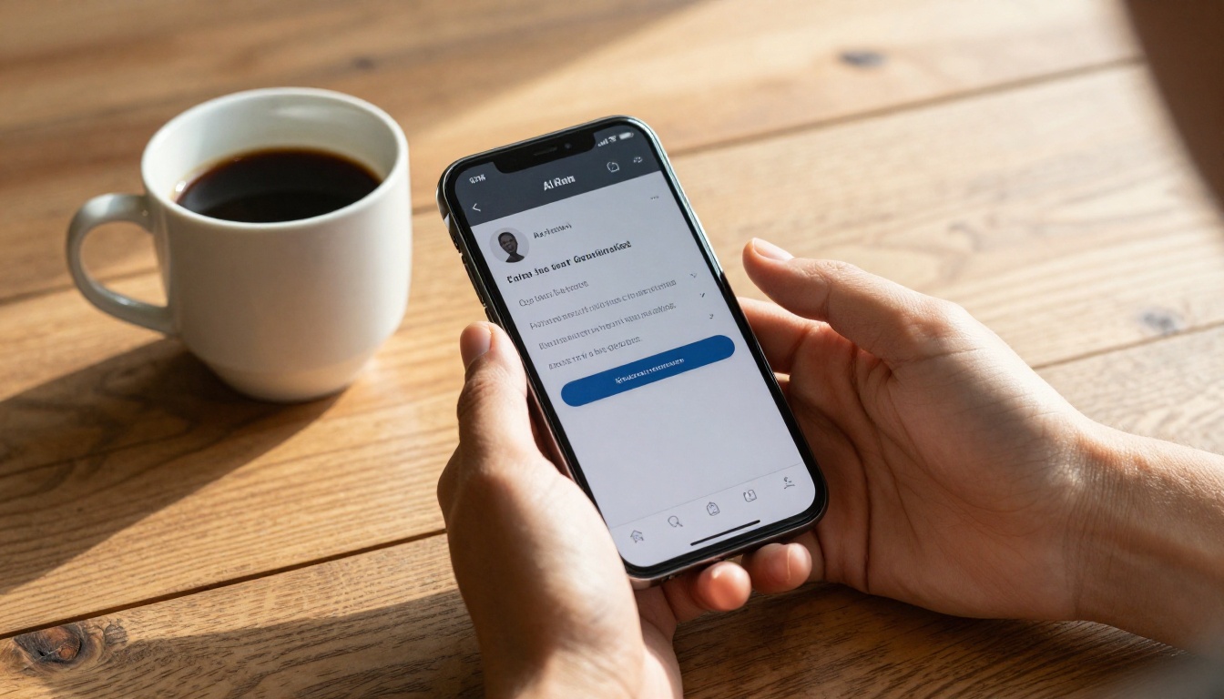 Smartphone showing an AI prompt being typed Smartphone showing an AI prompt being typed