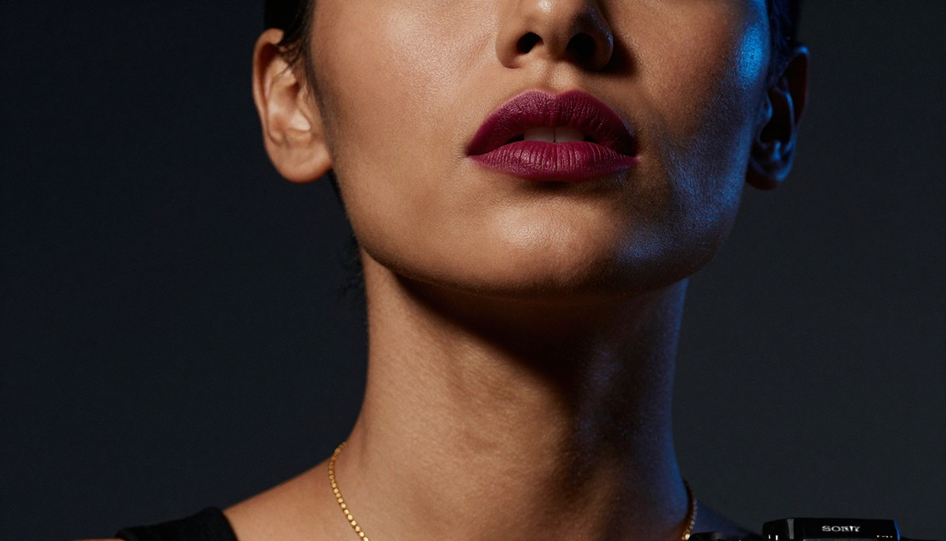 Dramatic split-lit editorial fashion portrait