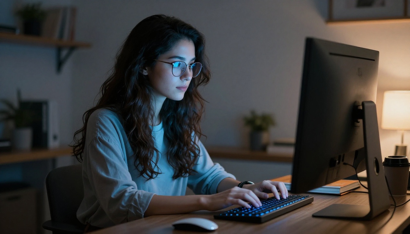 Woman testing AI content at her desk