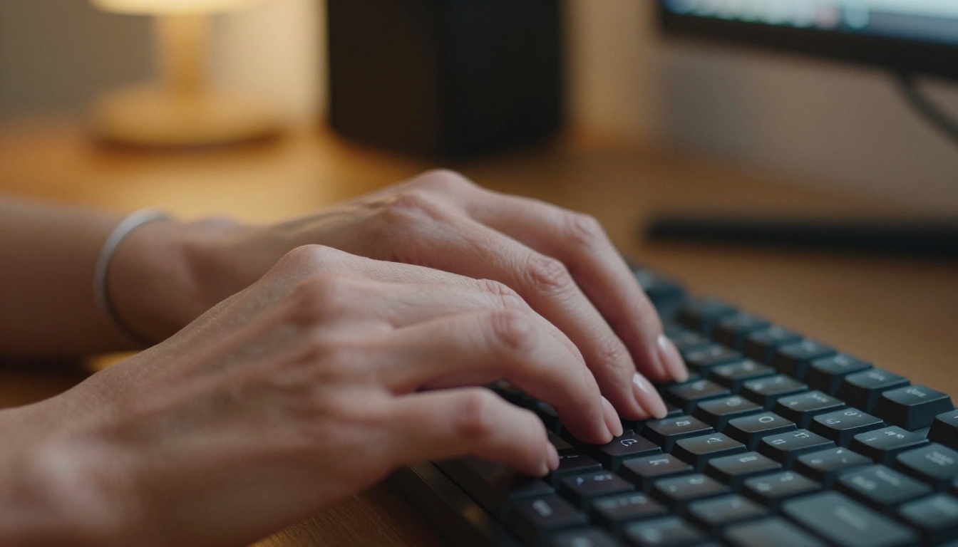 Woman typing on a keyboard
