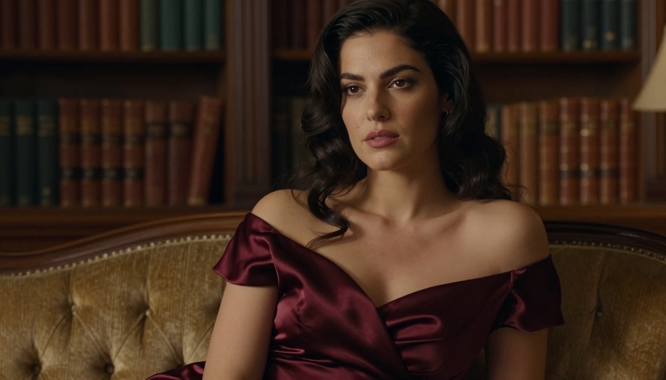 Woman in elegant burgundy attire representing the artistic freedom of NSFW AI creation