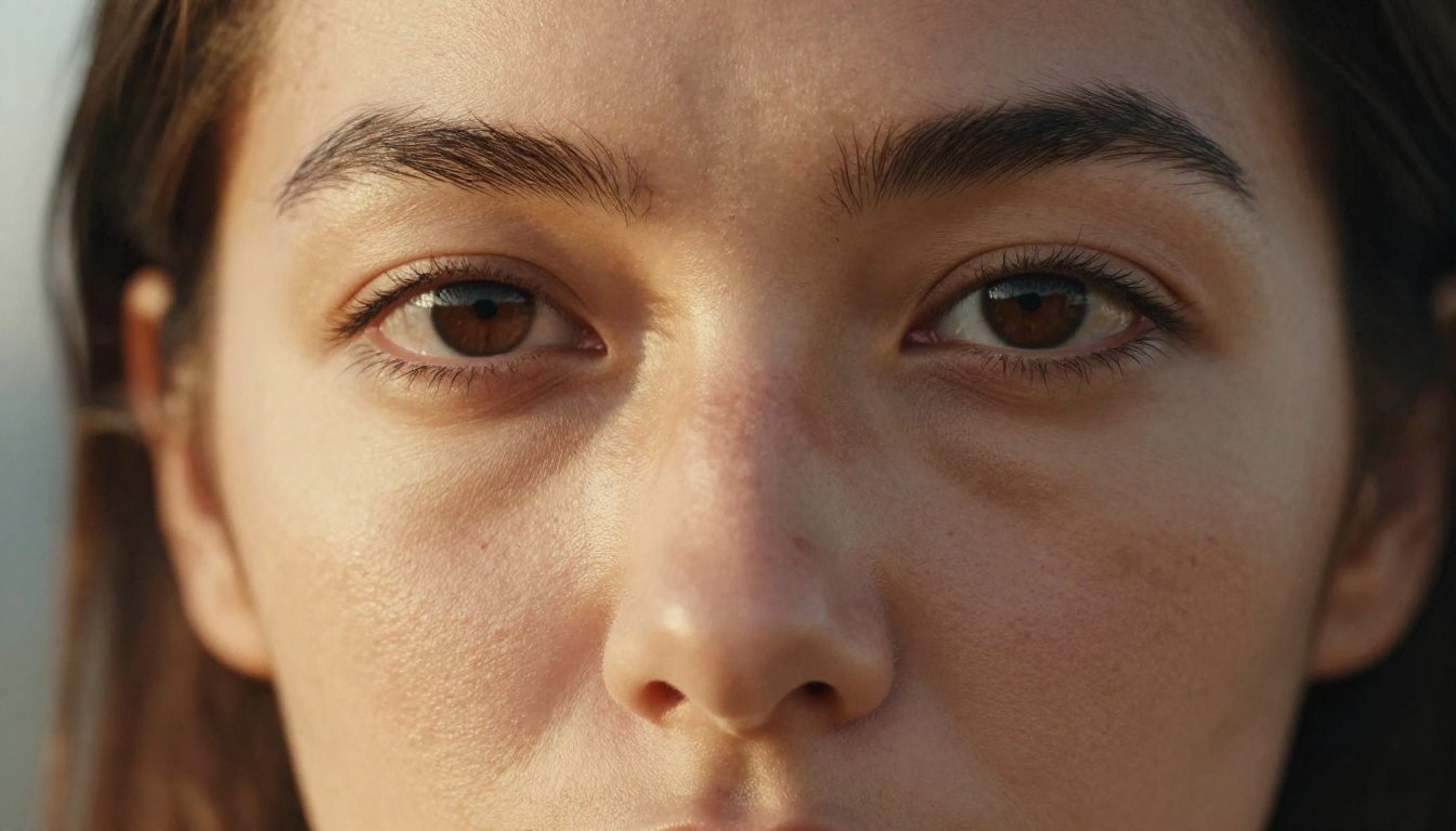 AI portrait photography, close-up woman with intense eyes in natural morning light