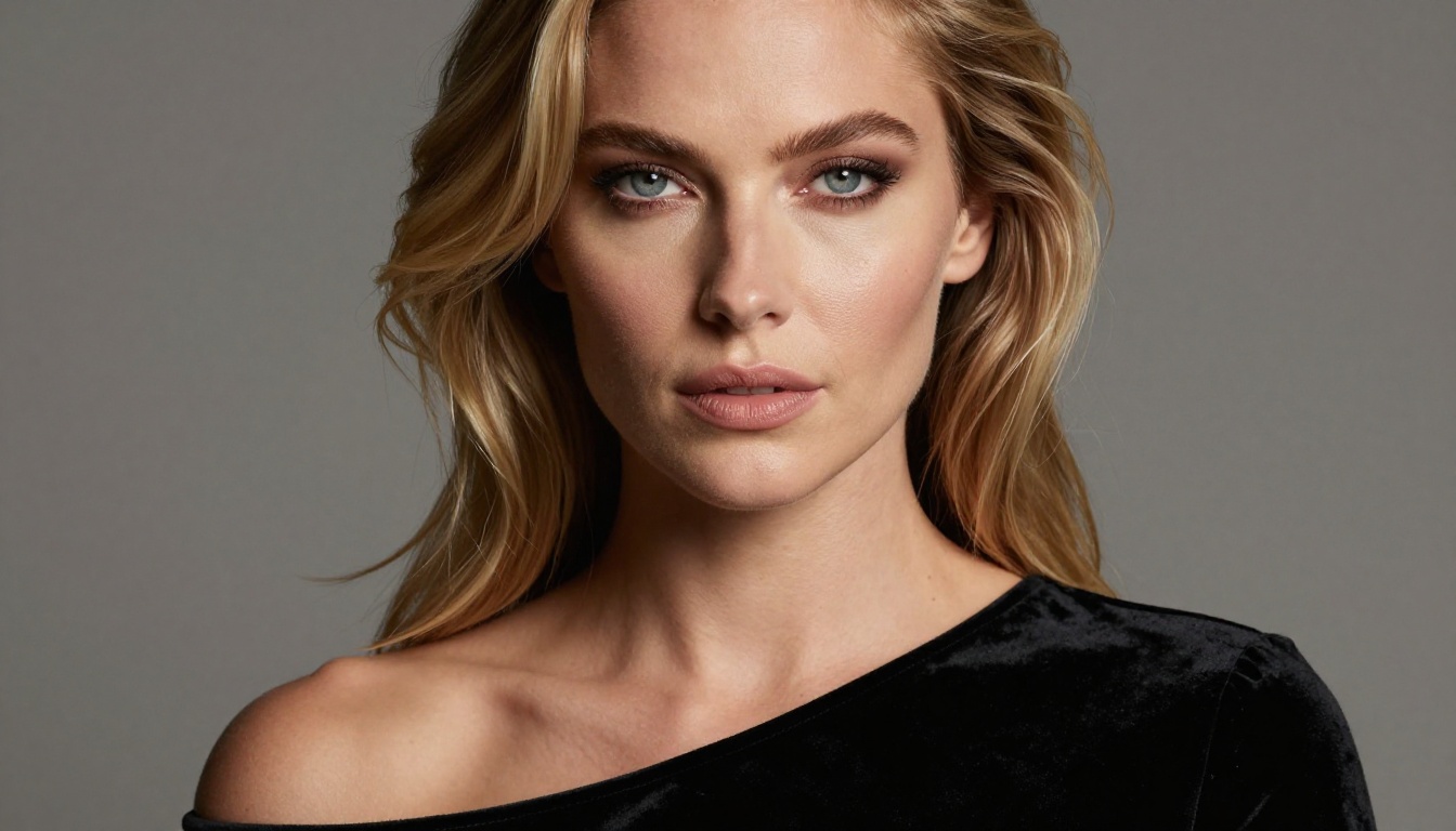 Close-up beauty studio portrait with Rembrandt lighting