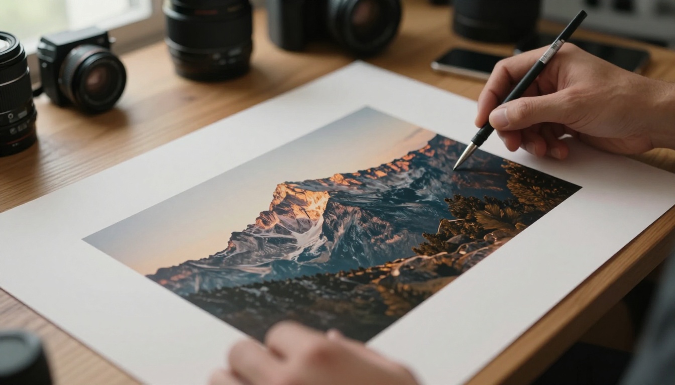 AI image generation studio setup with professional monitor displaying high-res images