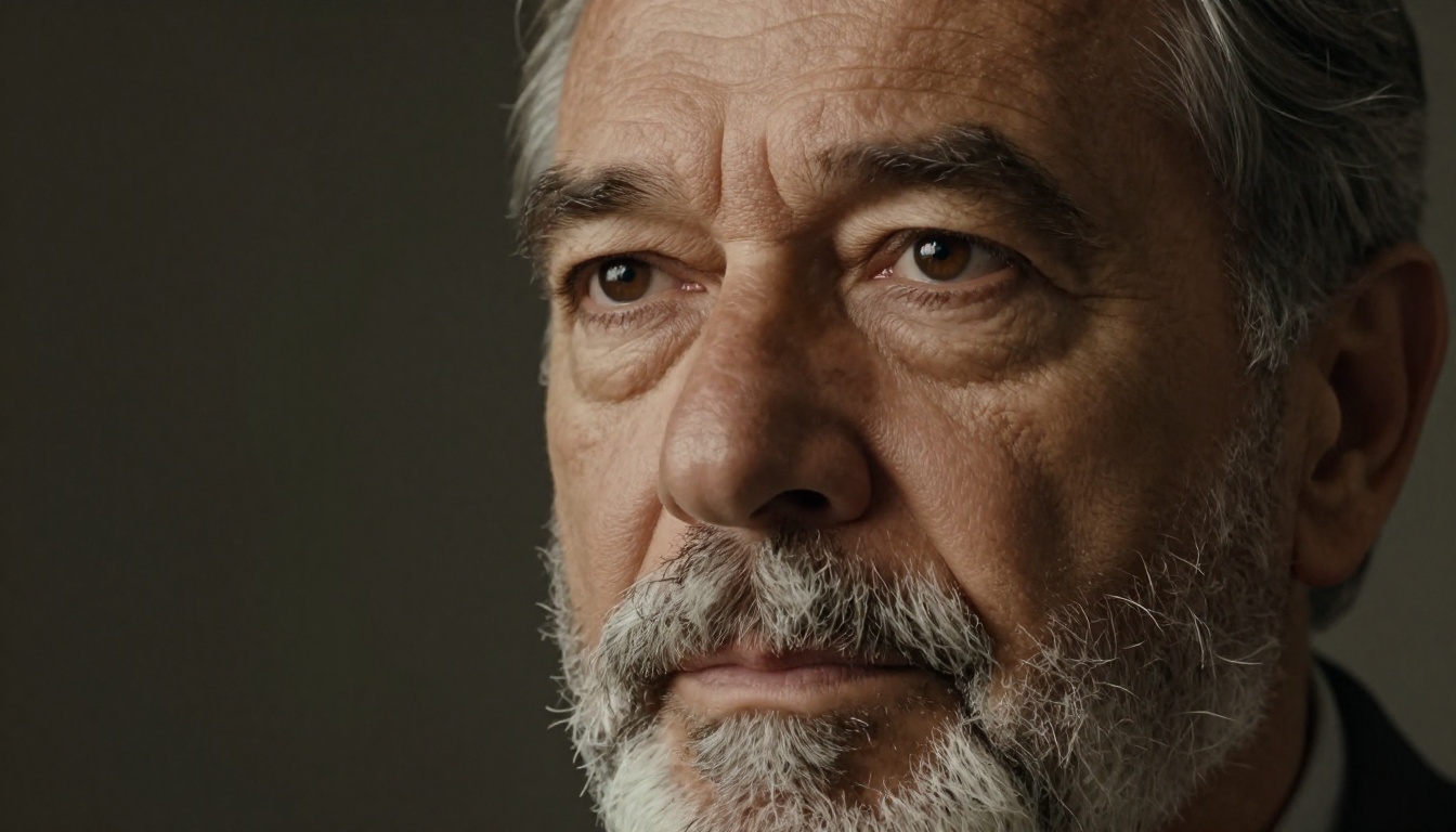 Close-up portrait of elderly man with detailed skin texture, photorealistic AI portrait test