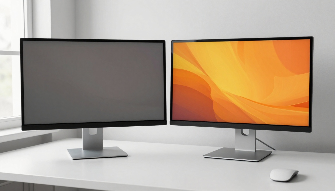 Two monitors side by side comparing a dull thumbnail versus a vibrant professional thumbnail
