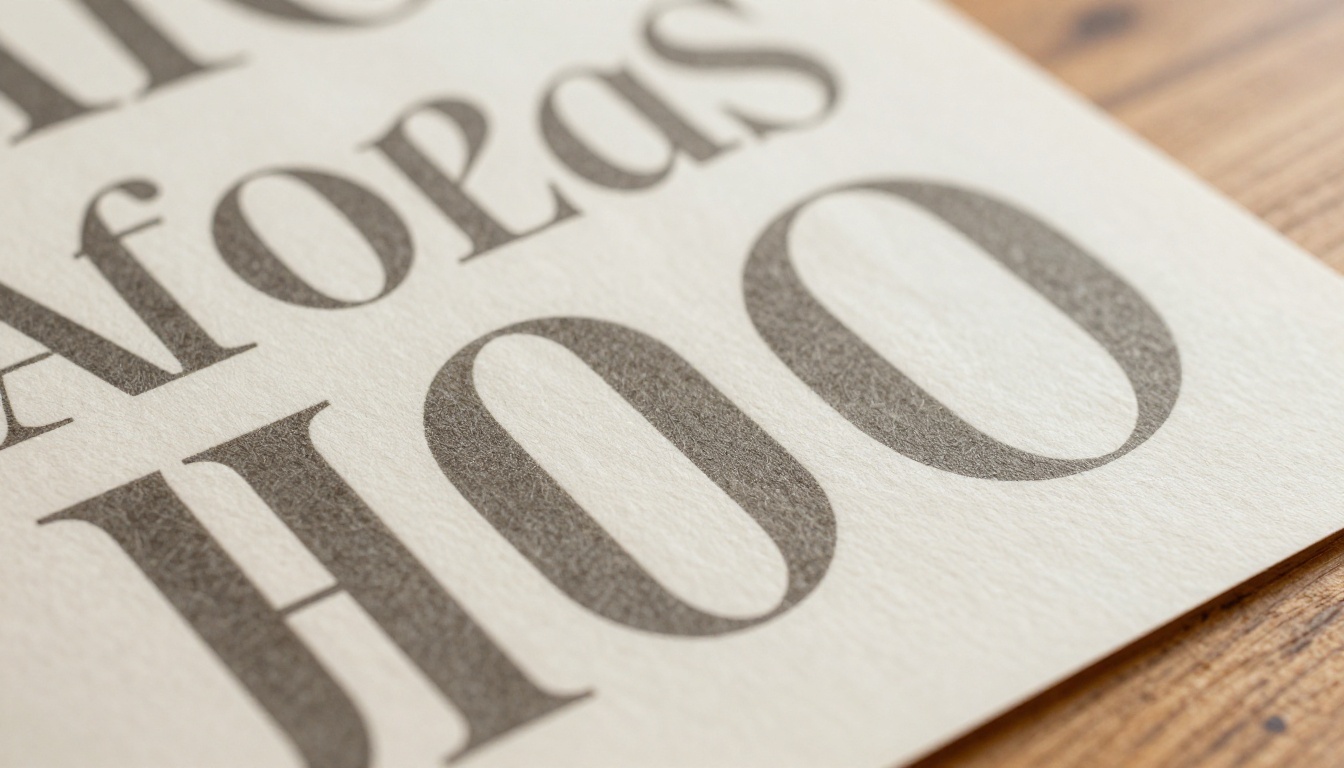 Extreme close-up of bold typographic wordmark letterforms printed on thick cream paper capturing precise letterform detail and ink texture Extreme close-up of bold typographic wordmark letterforms printed on thick cream paper capturing precise letterform detail and ink texture