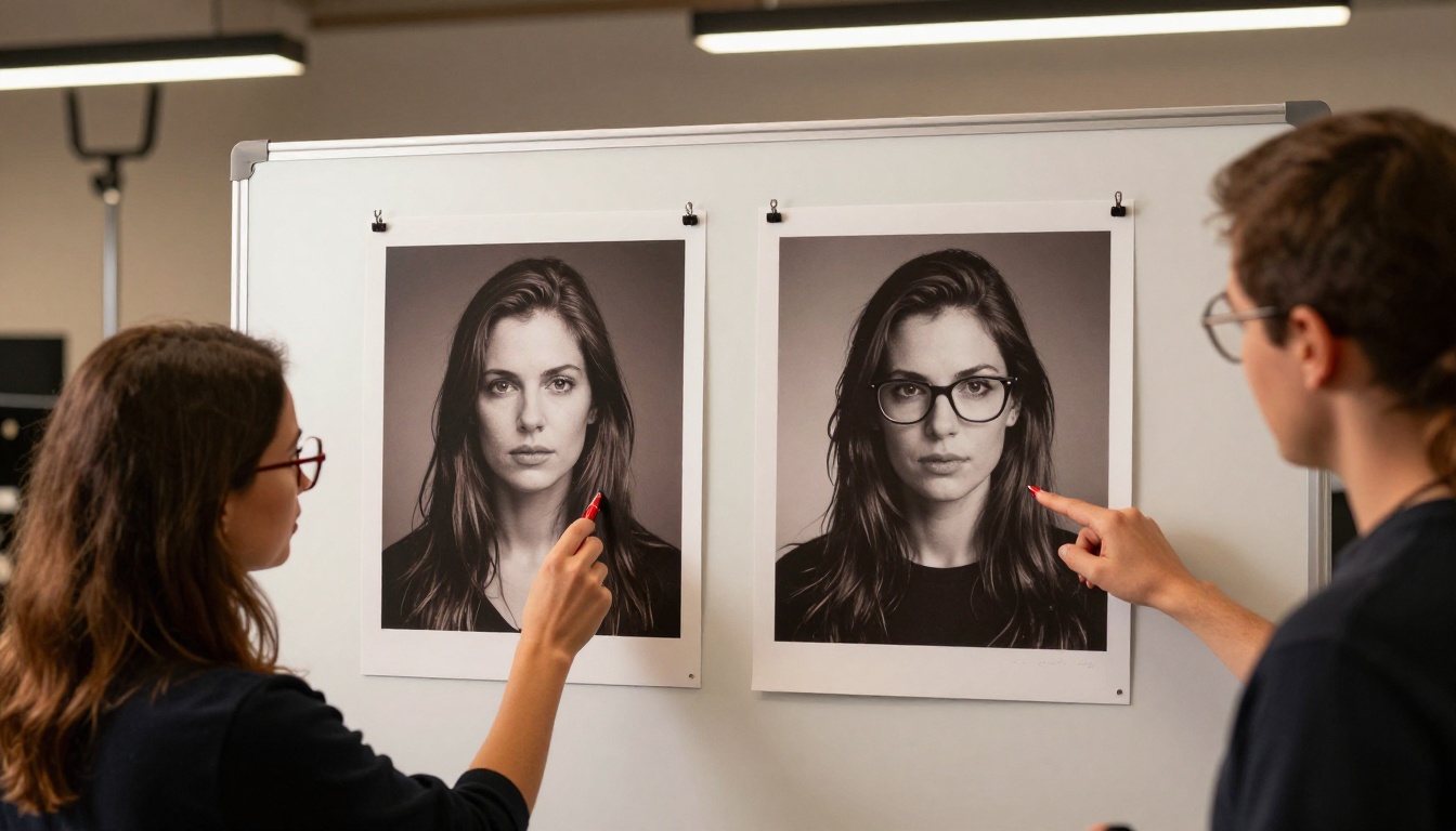 AI image quality comparison being reviewed by a professional photographer