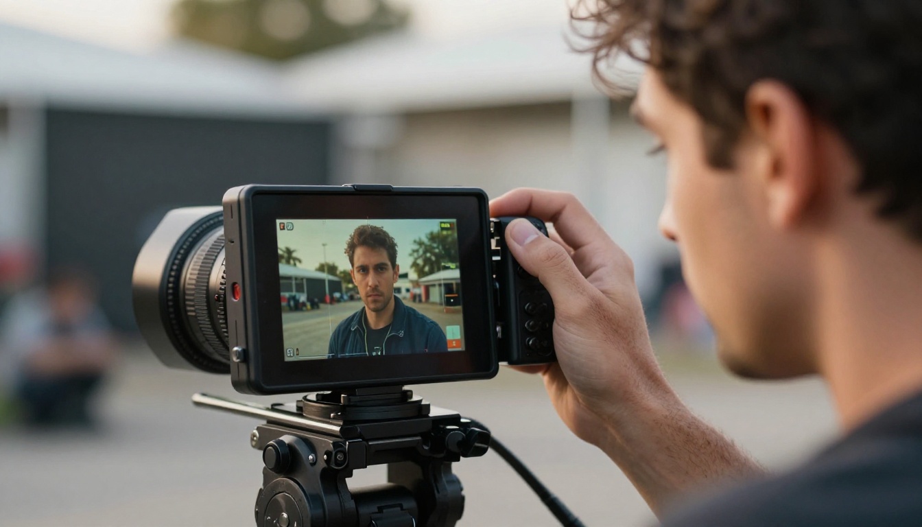 Camera operator with storyboard reference Camera operator with storyboard reference