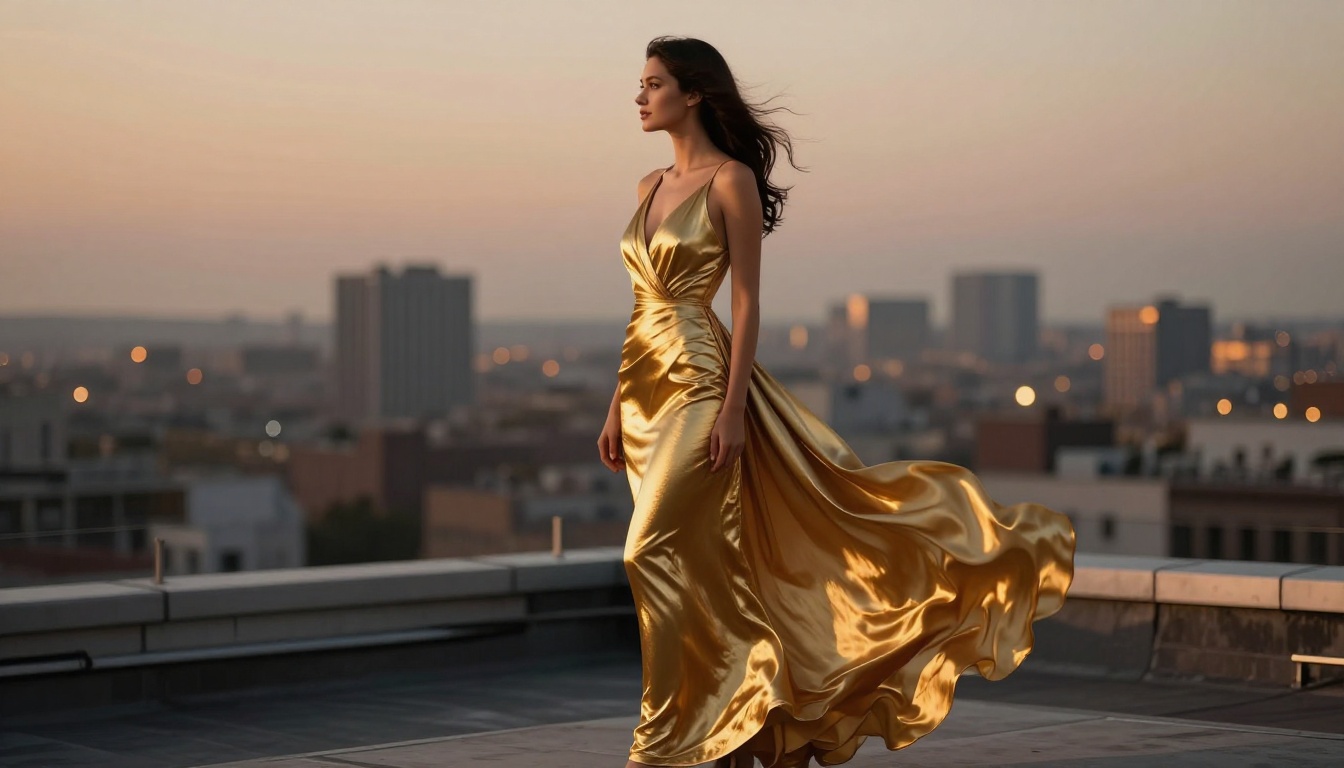 Evening gown rooftop fashion photography dusk Evening gown rooftop fashion photography dusk