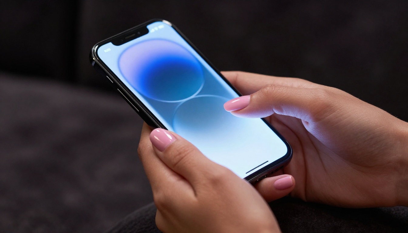 Woman's hand delicately holding a glowing smartphone in a dark luxury room, blue-white screen light illuminating nail texture and skin detail, Nikon Z9 105mm macro lens, extraordinary skin pore detail at 8K resolution Woman's hand delicately holding a glowing smartphone in a dark luxury room, blue-white screen light illuminating nail texture and skin detail, Nikon Z9 105mm macro lens, extraordinary skin pore detail at 8K resolution
